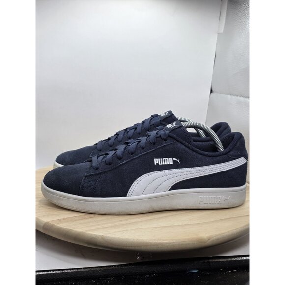 Puma Smash V2 Mens Size 10 Blue White Athletic Suede Walking Shoes Sneakers - Picture 1 of 9